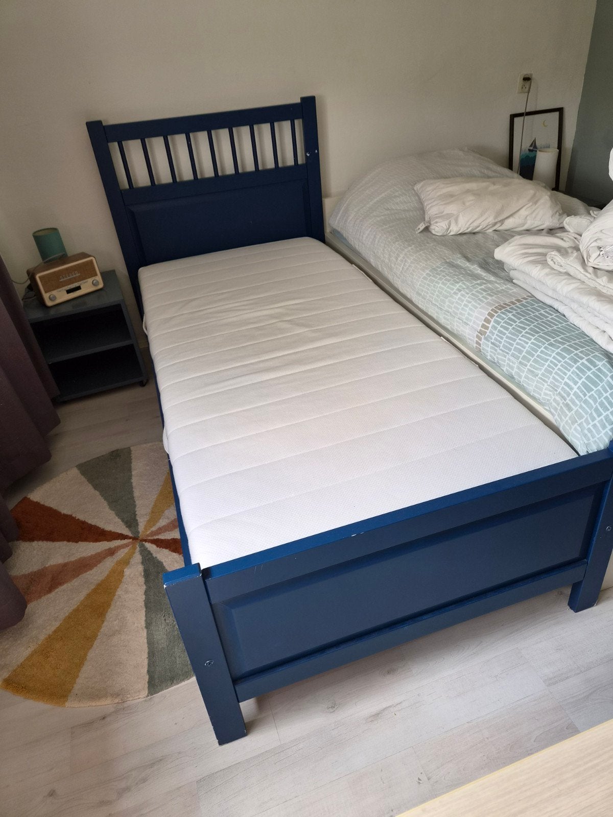 Bed 200x90 incl lattenbodem en matras, Gebruikt, 90 cm, Eenpersoons, Wit
