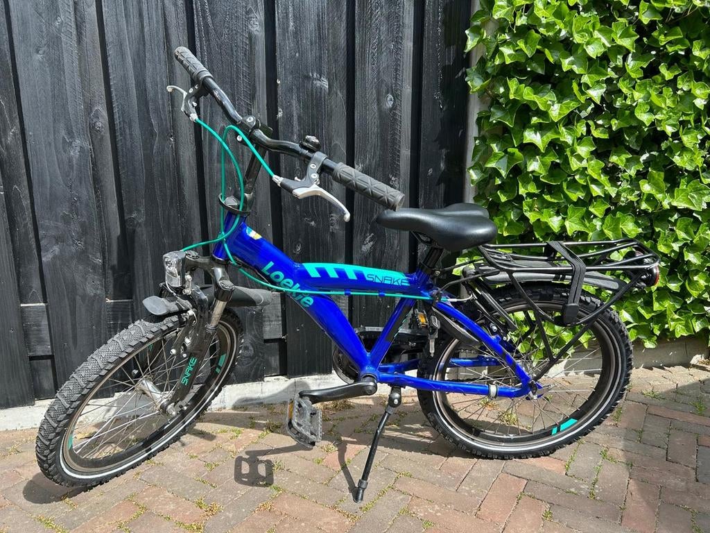 Loekie Snake Kinderfiets 20 inch - Blauw/Groen, Fietsen en Brommers, Fietsen | Jongens, Ophalen, Gebruikt, Velgrem, Loekie