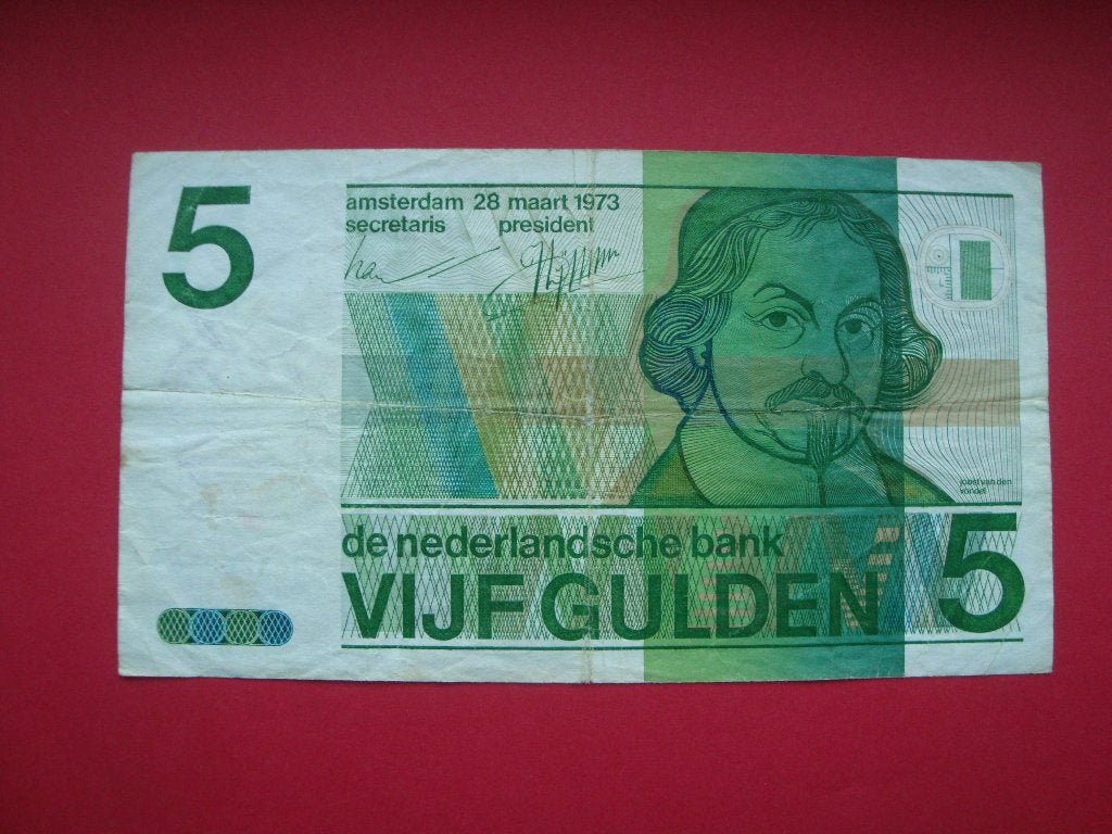 Bankbiljet Nederland 5 Gulden Joost van den Vondel 1973., Verzenden, 5 gulden, Los biljet