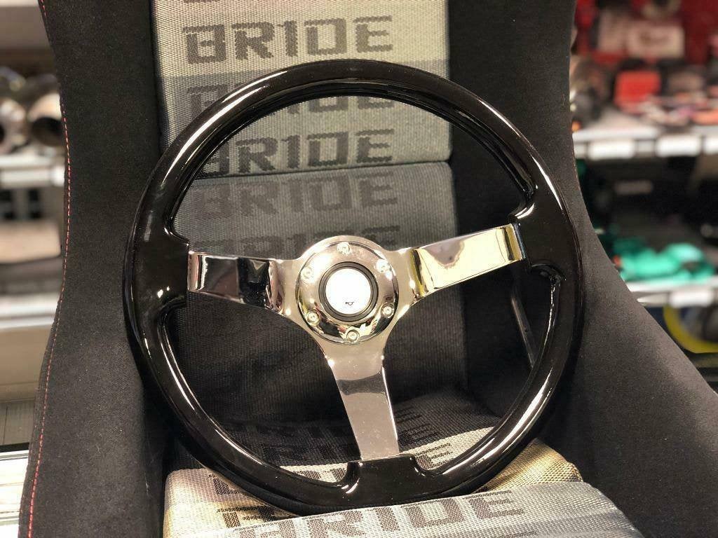 JapPower/PowerParts Racestuur sportstuur zwart chrome, Auto diversen, Ophalen of Verzenden