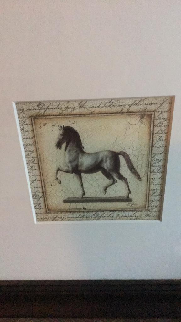Set van 2 ingelijste paardenprints, Antiek en Kunst, Ophalen