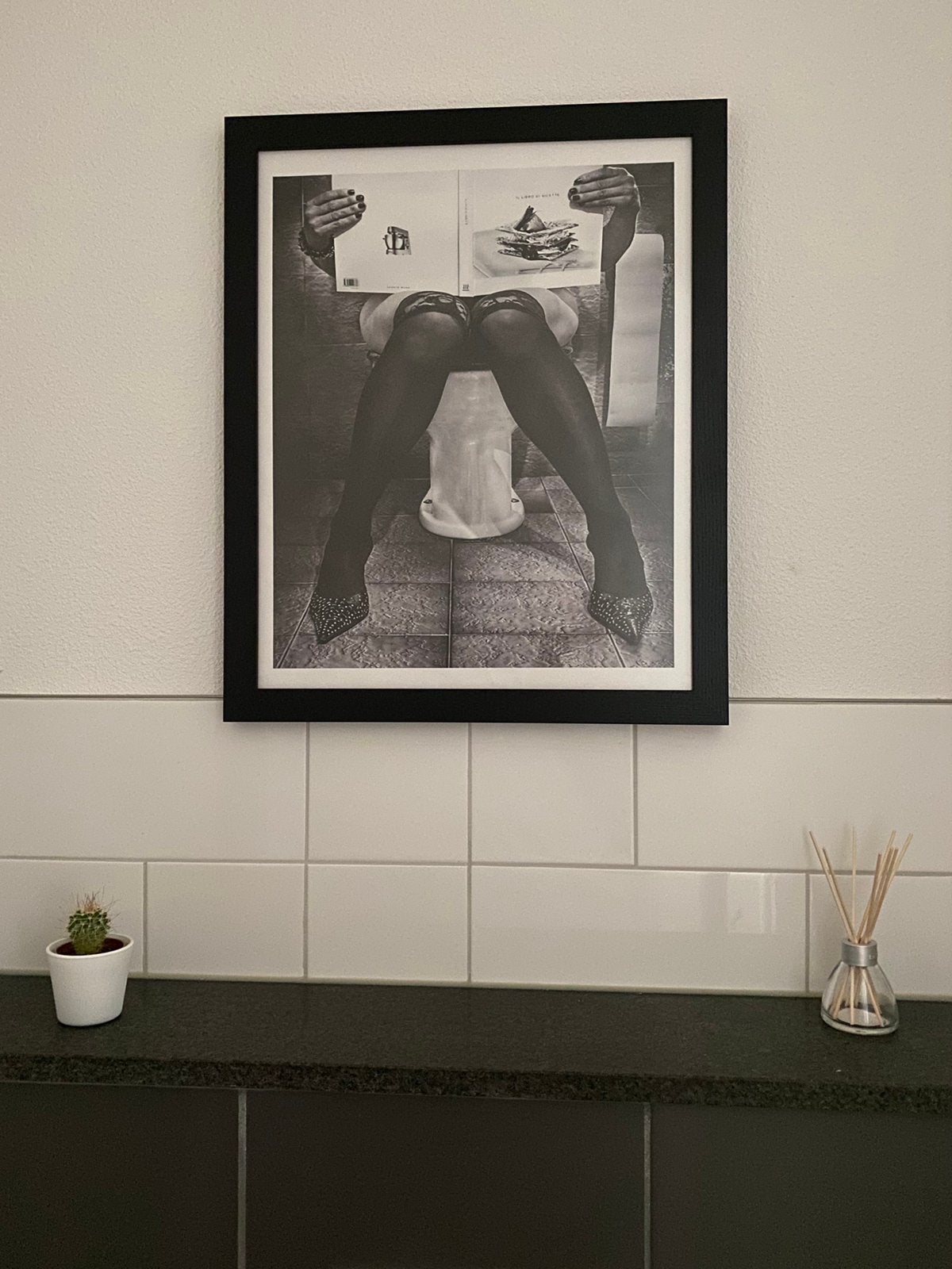 Women on toilet picture, Ophalen, Poster
