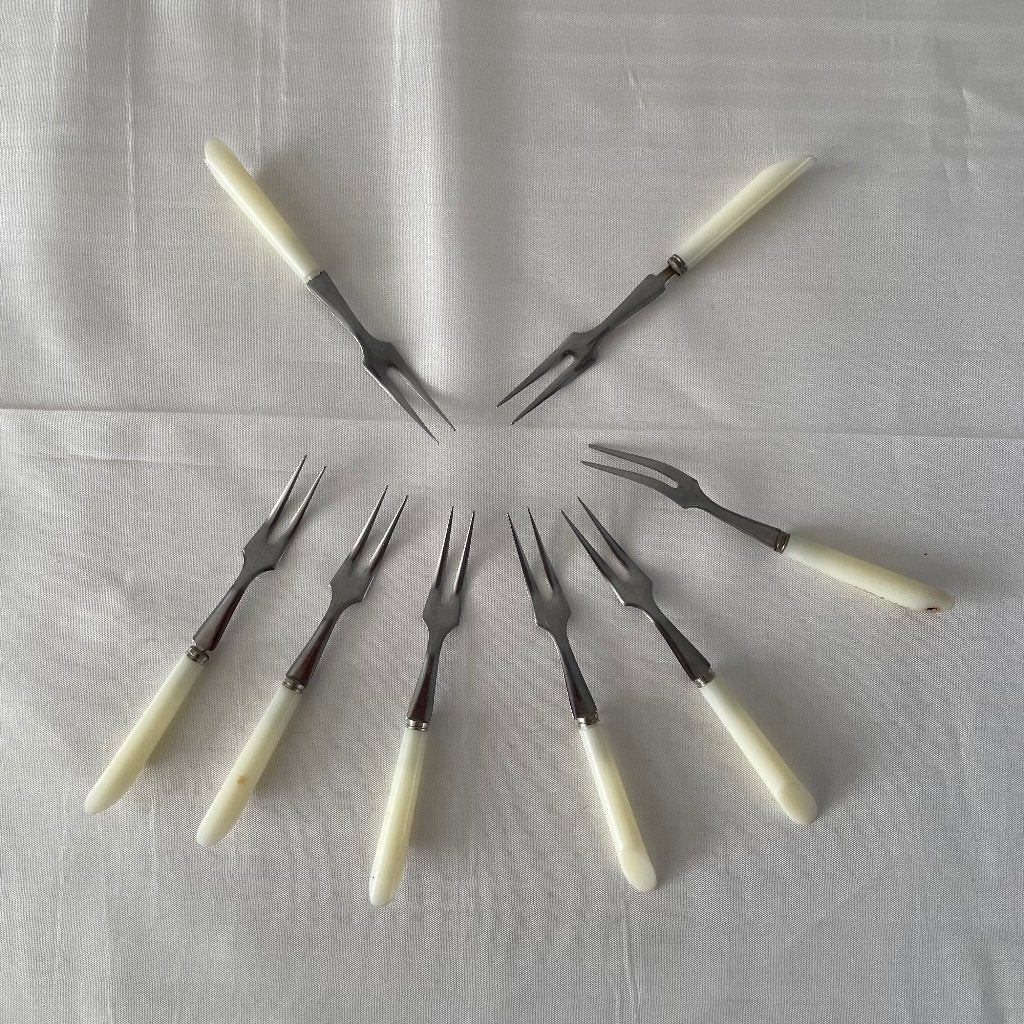 Vintage gebaksvorkjes – set van 8, Ophalen of Verzenden