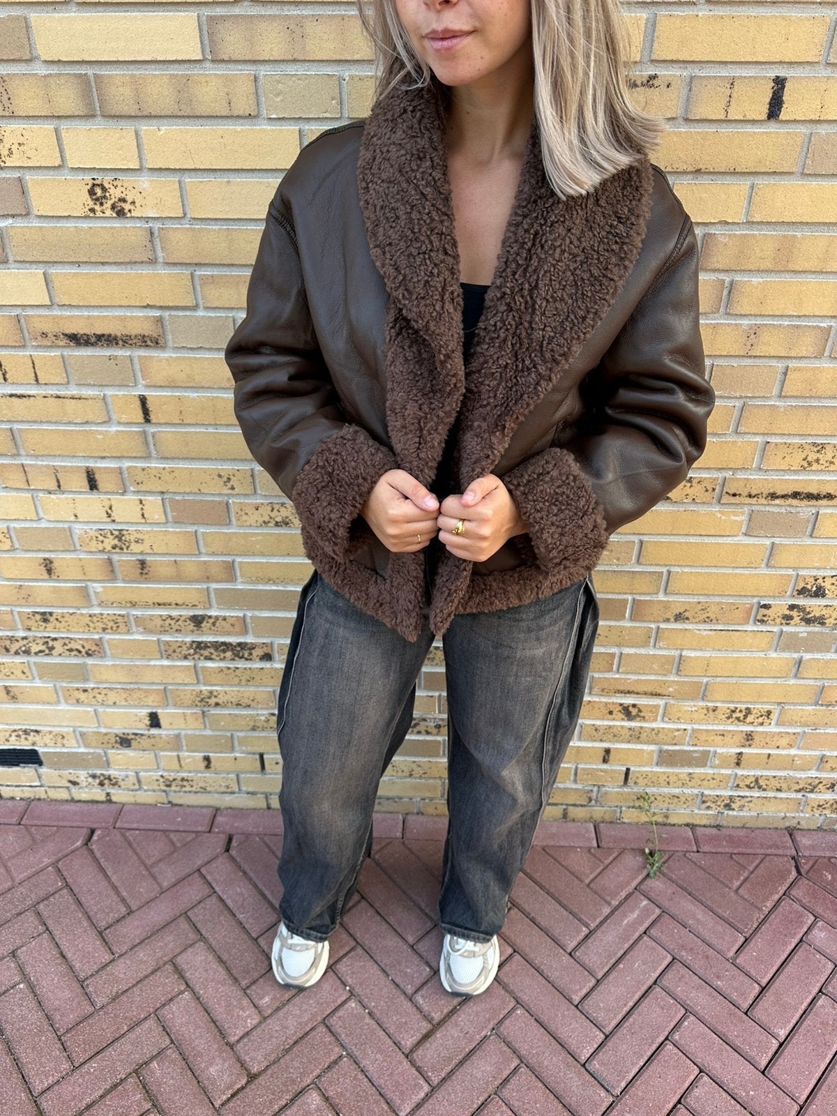Jas leerlook/teddy 2 in 1, Ophalen of Verzenden, Nieuw, Maat 38/40 (M)