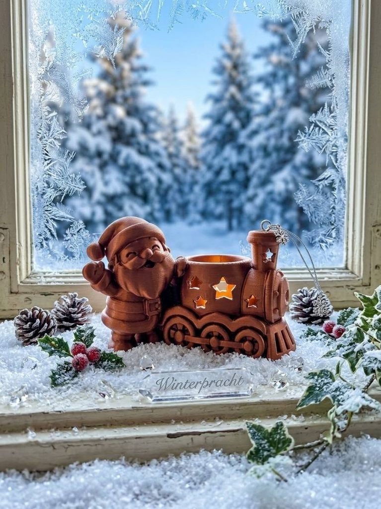 Unieke 3D-Geprinte Kersthouders Kerstman met Trein, Diversen, Emma3d-creations@outlook.com, Nieuw, Ophalen of Verzenden, Zundert