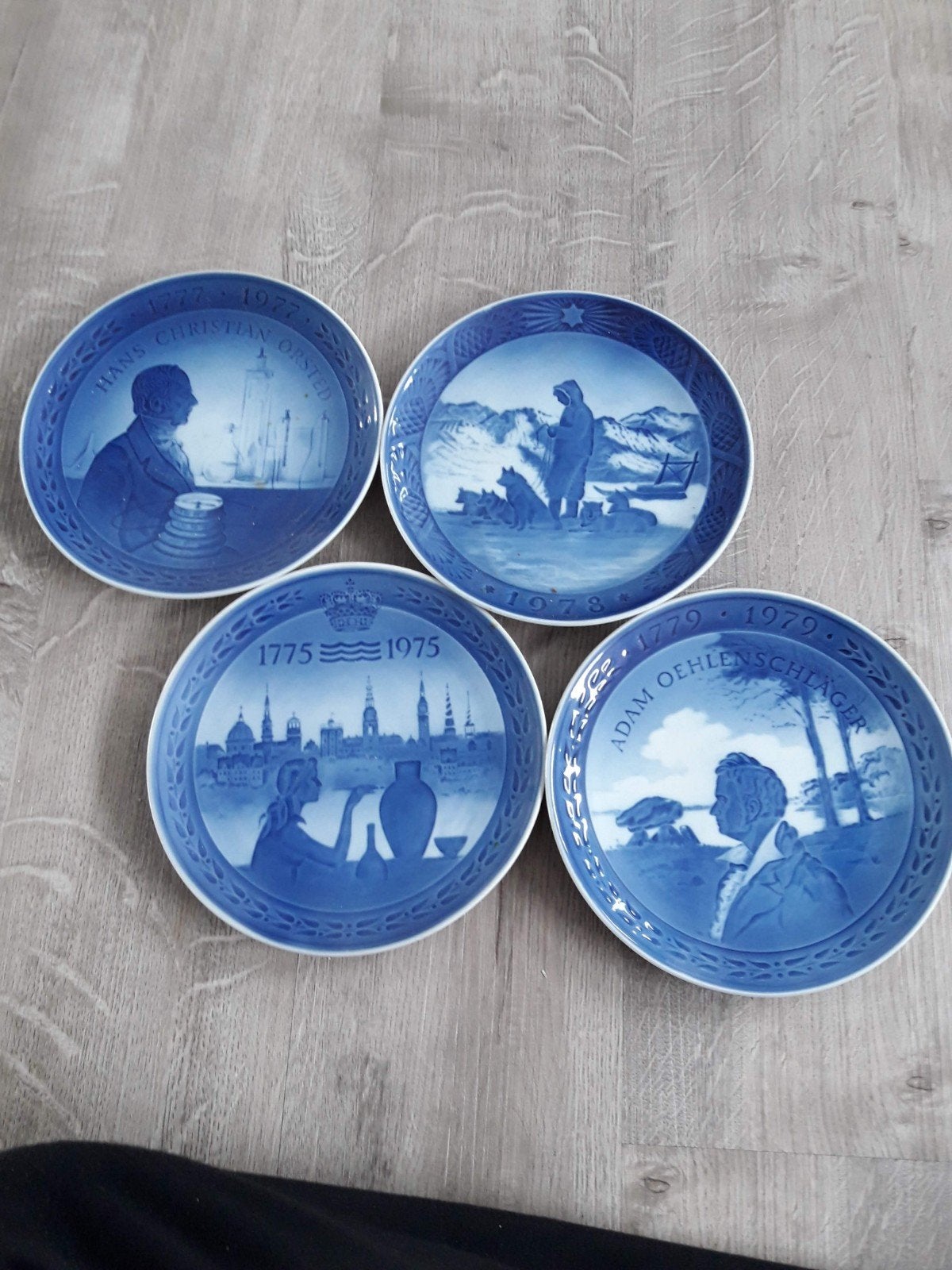 4 stuks Deense wandbordjes, Antiek en Kunst, Antiek | Wandborden en Tegels, Ophalen of Verzenden