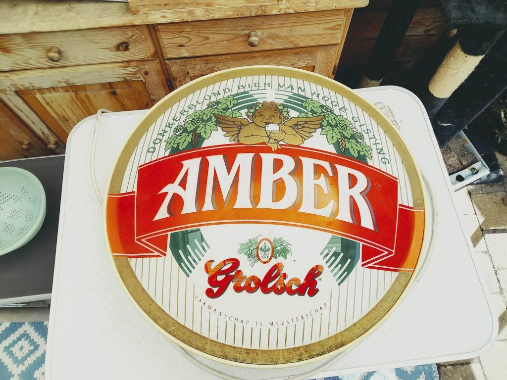 originele Grolsch Amber lichtbak met verlichting., Ophalen, Gebruikt, Reclamebord, Plaat of Schild, Grolsch