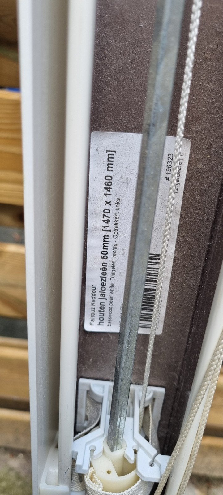 Houten jaloezieën 50mm - 1470x1460mm, Jaloezie, Gebruikt, Overige merken, Bruin