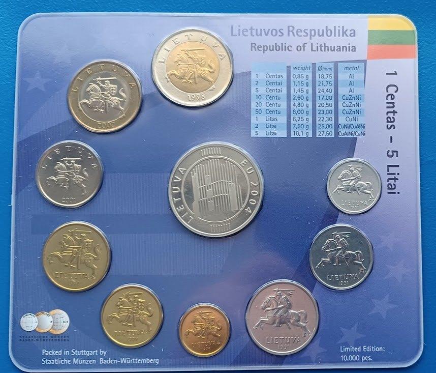 Muntset Litouwen circulatiemunten - 2004 UNC in blister, Verzenden, Overige landen, Setje
