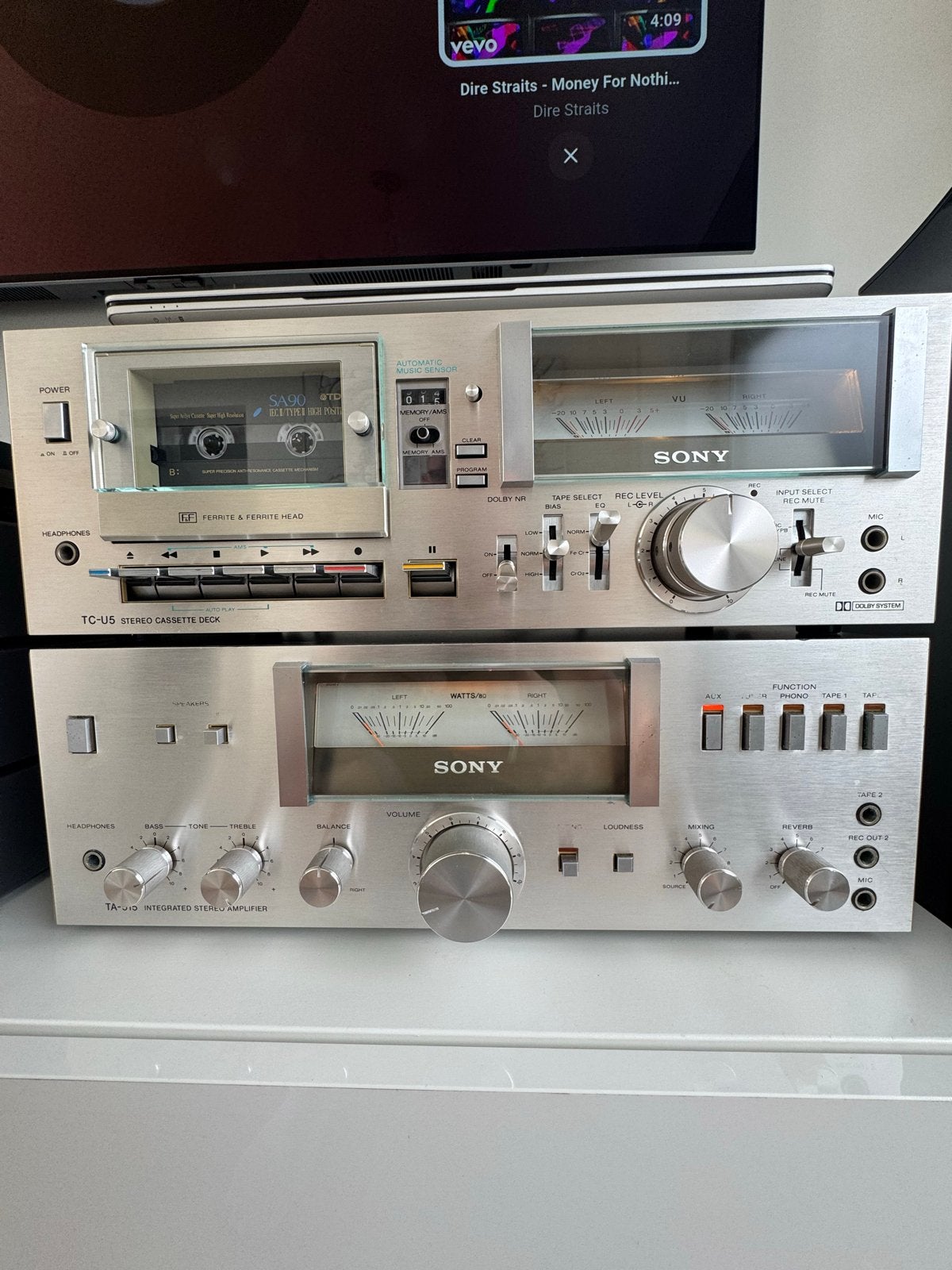 Vintage Sony TC-U5 Cassettedeck en TA-515 Versterker Set, Ophalen of Verzenden, Enkel, Sony, Tiptoetsen