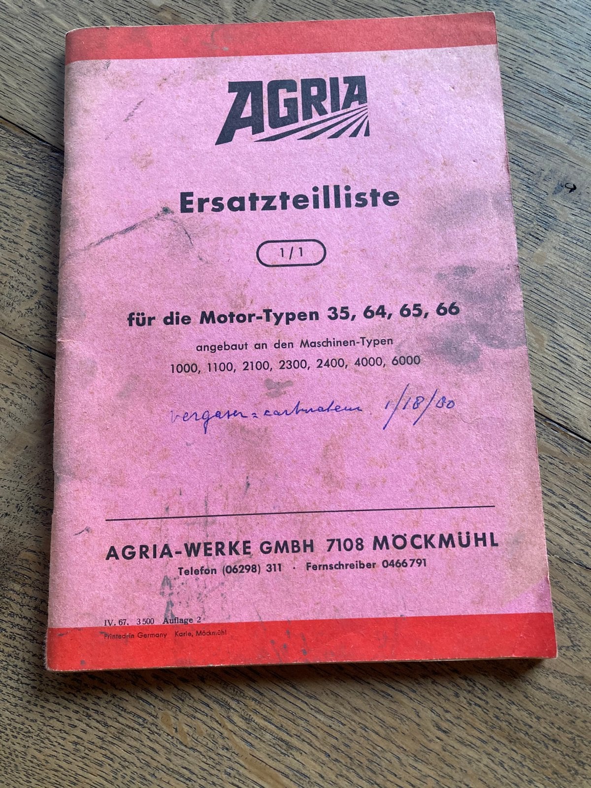 Onderdelen boek agria nsu 35, 64, 65, 66, Ophalen of Verzenden