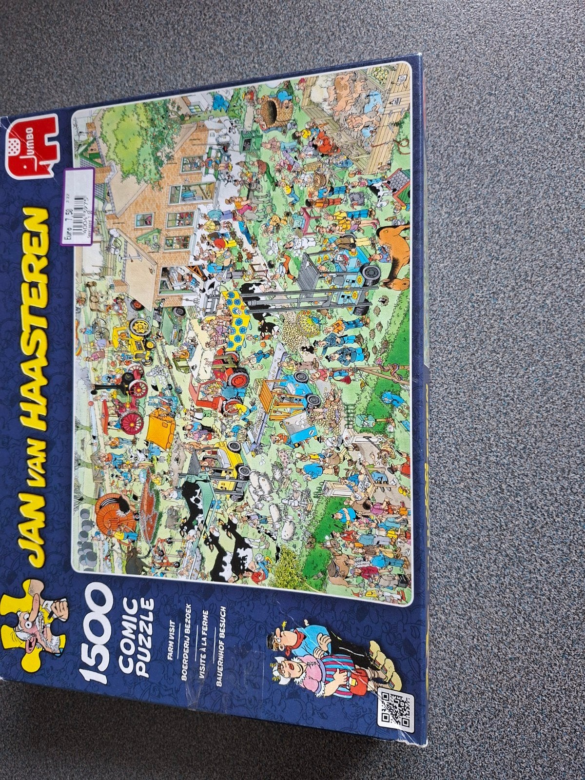 Jan van Haasteren puzzel Boerderij bezoek 1500, Ophalen of Verzenden, 500 t/m 1500 stukjes, Gebruikt, Legpuzzel