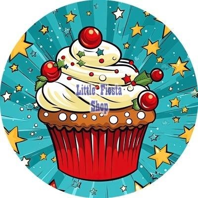 L1813 icing frosting cupcake 19cm eetbare taart print top, Ophalen of Verzenden, Nieuw, Taarten, Versiering
