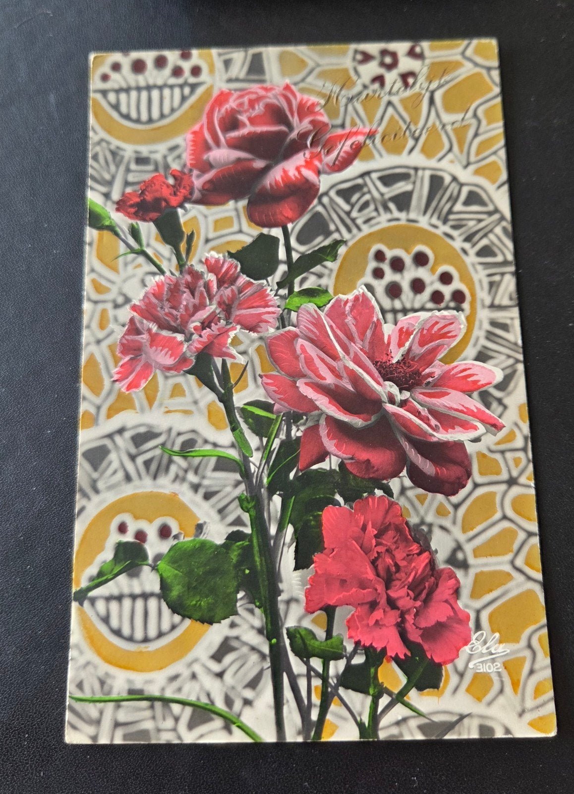 Oude ansichtkaart met bloemen - 1933, Verzamelen, Ansichtkaarten | Themakaarten, Verzenden, 1920 tot 1940, Gelopen, Overige thema's