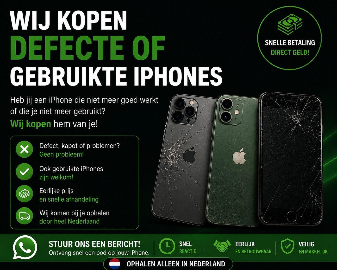 Wij kopen defecte of gebruikte iPhones - Snelle afhandeling!, Overige modellen, Ophalen of Verzenden, Zonder simlock, Niet werkend