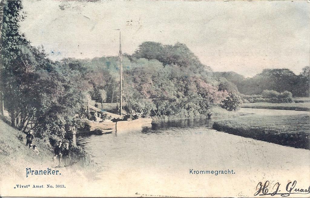 Franeker Krommegracht met kinderen circa 1910, Verzenden, Voor 1920, Gelopen, Friesland
