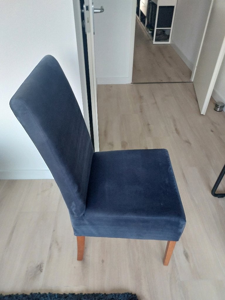 Stoel, blauwe stoffen bekleding, Huis en Inrichting, Stoelen, Ophalen, Gebruikt, Blauw, Stof