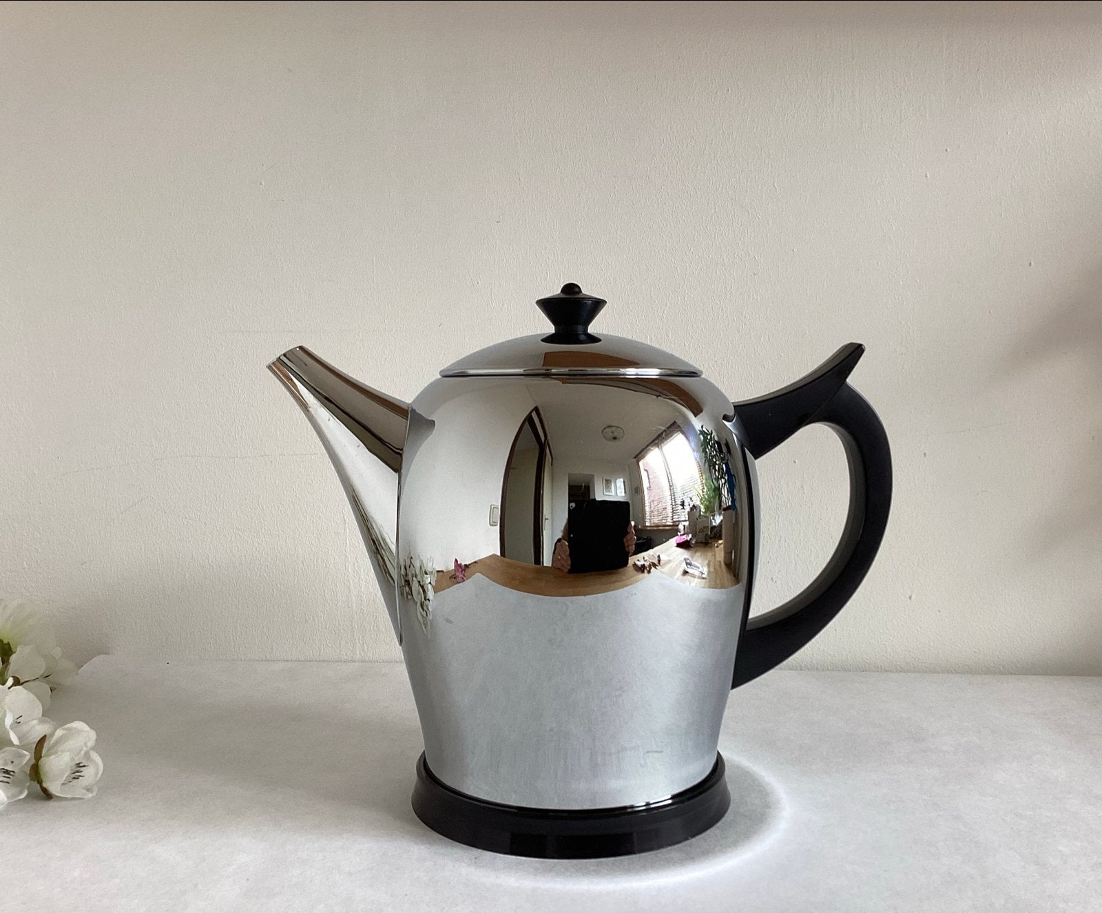 Theepot dubbelwandig Bredemeijer RVS 1 liter, Ophalen of Verzenden, Gebruikt