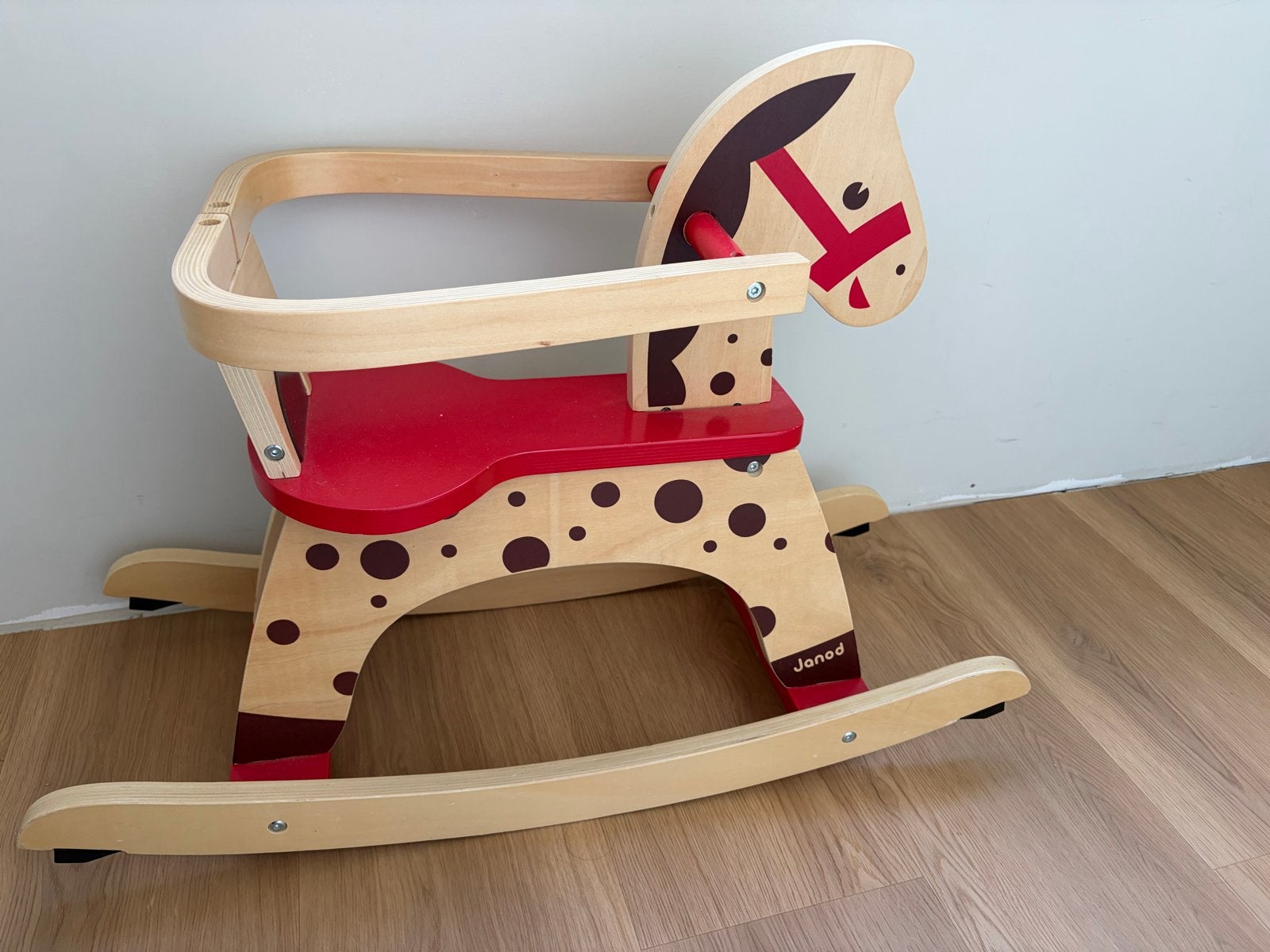 Janod Houten Schommelpaard - Zo goed als nieuw, Kinderen en Baby's, Ophalen of Verzenden, Zo goed als nieuw, Rij- of Hobbelspeelgoed