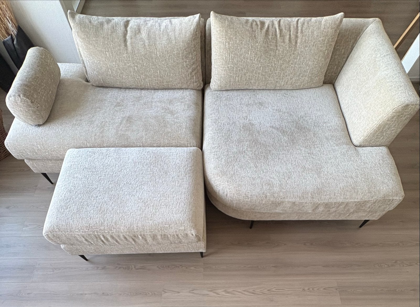 Comfortabele Loungebank met Hocker - Zo goed als nieuw, Ophalen, Zo goed als nieuw, Stof