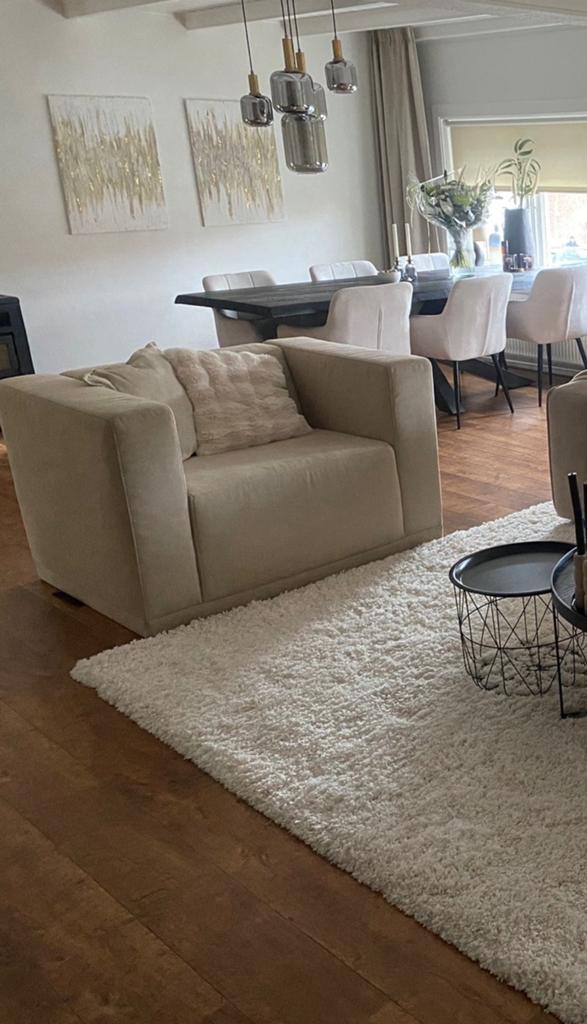 Beige fauteuil, Ophalen, Zo goed als nieuw, 75 tot 100 cm