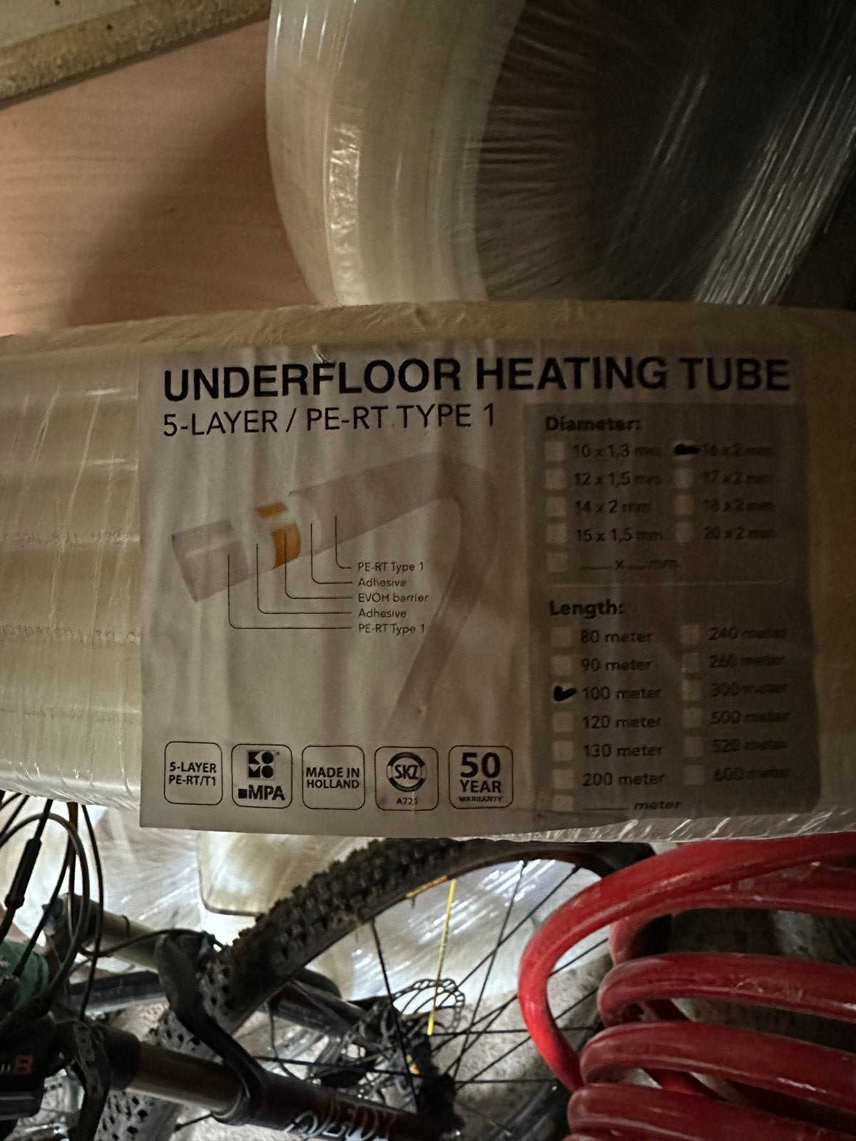 5 rollen vloerverwarming leiding 100 meter PE-RT Type 1, Ophalen, Nieuw, Overige typen