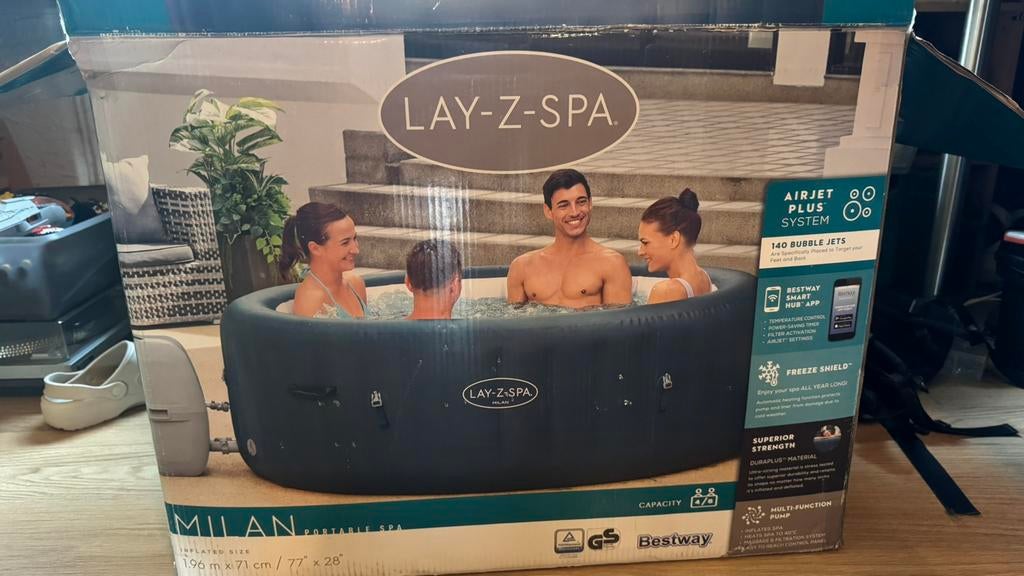 Layzspa milan oplaasbare jacuzzi (verwarmt en bubbelt), Tuin en Terras, Zwembaden, Ophalen, Minder dan 80 cm, Rond, Minder dan 200 cm