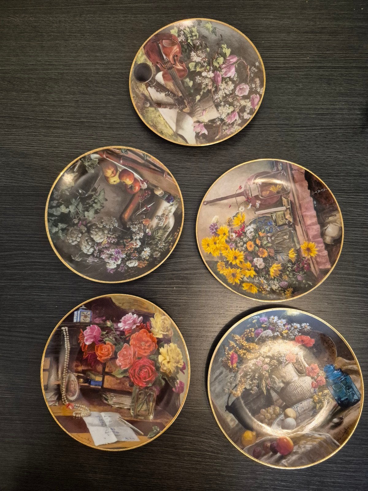 Set van 5 sierborden / wandborden - Bloemen & Stillevens (Go, Ophalen of Verzenden
