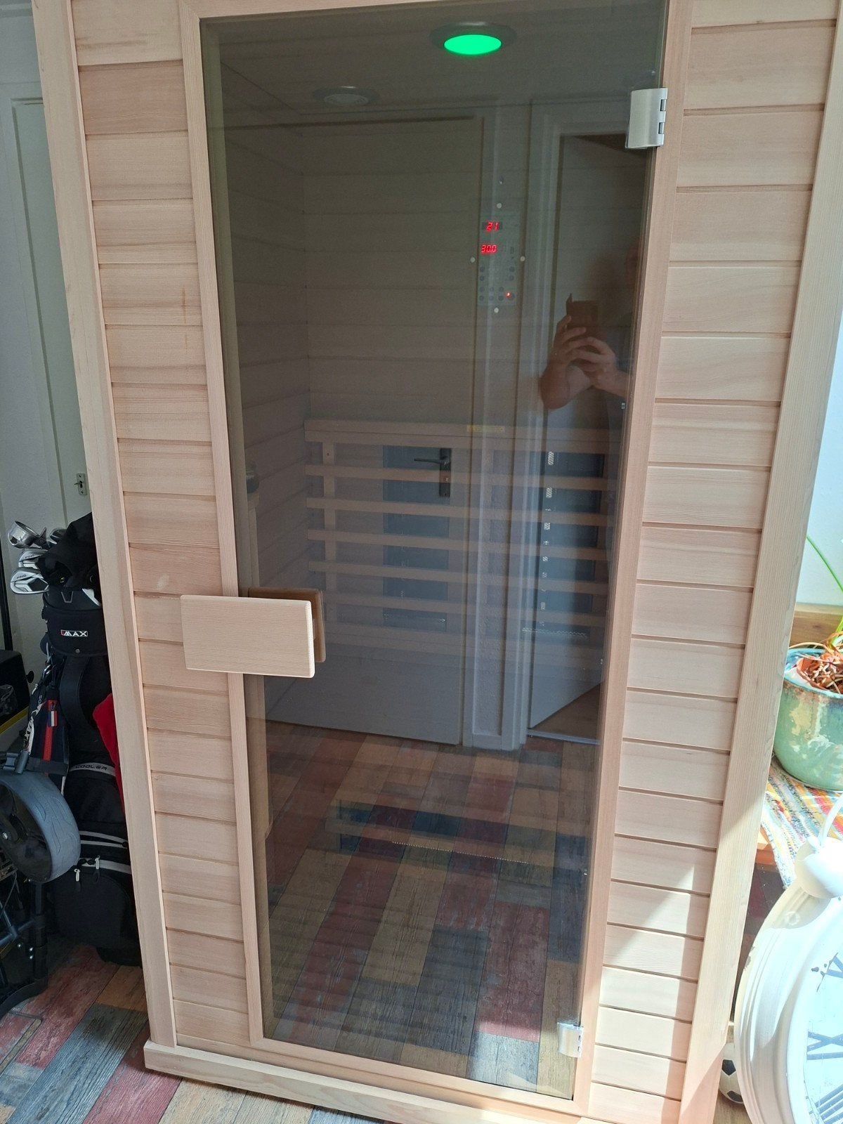 Infrarood sauna met bedieningspaneel en verlichting, Sport en Fitness, Sauna, Ophalen, Zo goed als nieuw, Infrarood, Complete sauna
