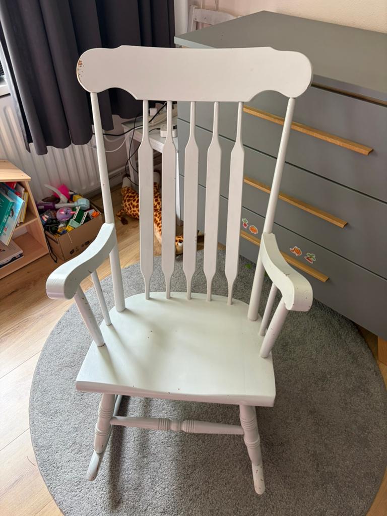 Schommelstoel wit, Huis en Inrichting, Stoelen, Ophalen, Gebruikt, Wit, Eén