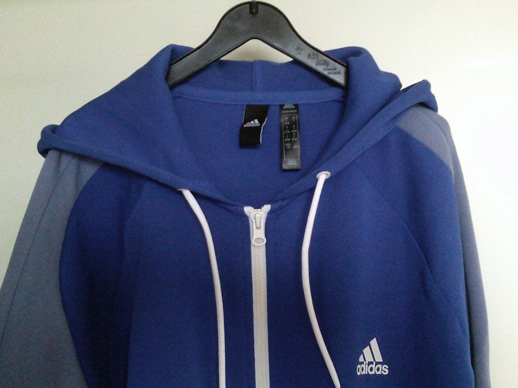 vest hoodie ADIDAS blauw wit rood 44 -GRATIS zend, Verzenden, Zo goed als nieuw, Maat 42/44 (L), Blauw