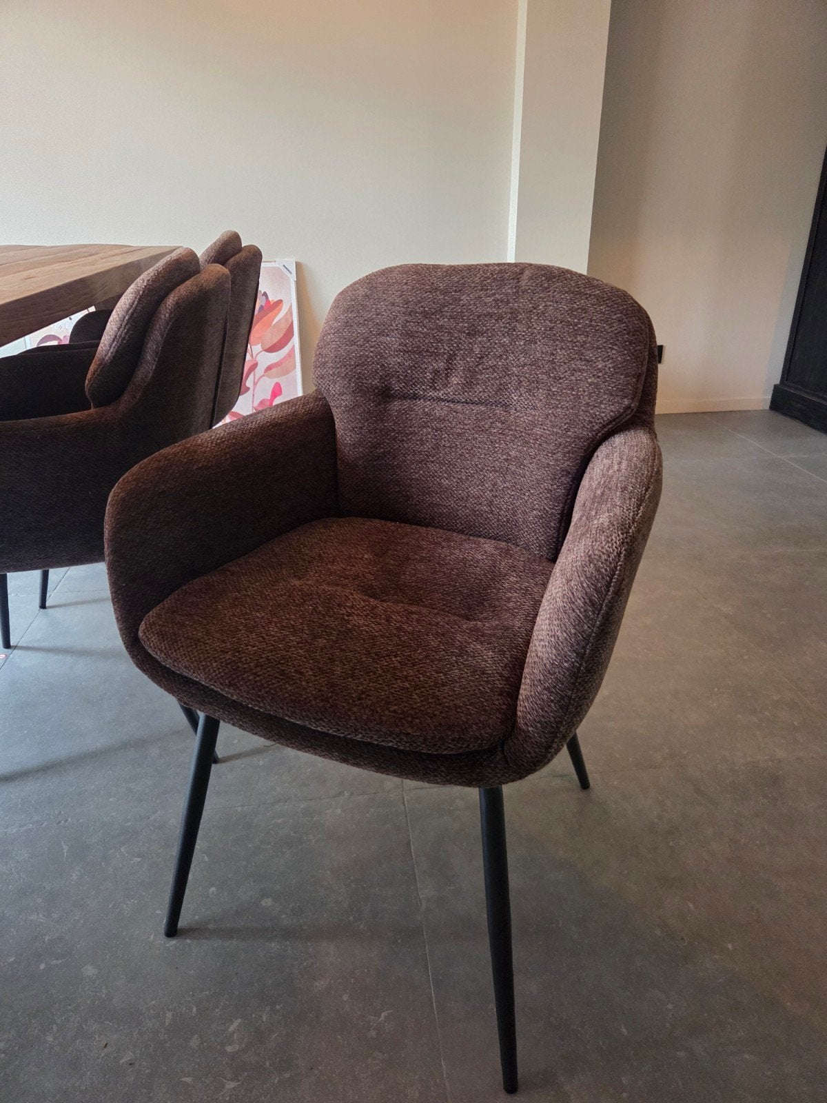 6x Woood eetkamer stoel Runa woonexpress, Huis en Inrichting, Stoelen, Ophalen, Bruin, Nieuw, Stof