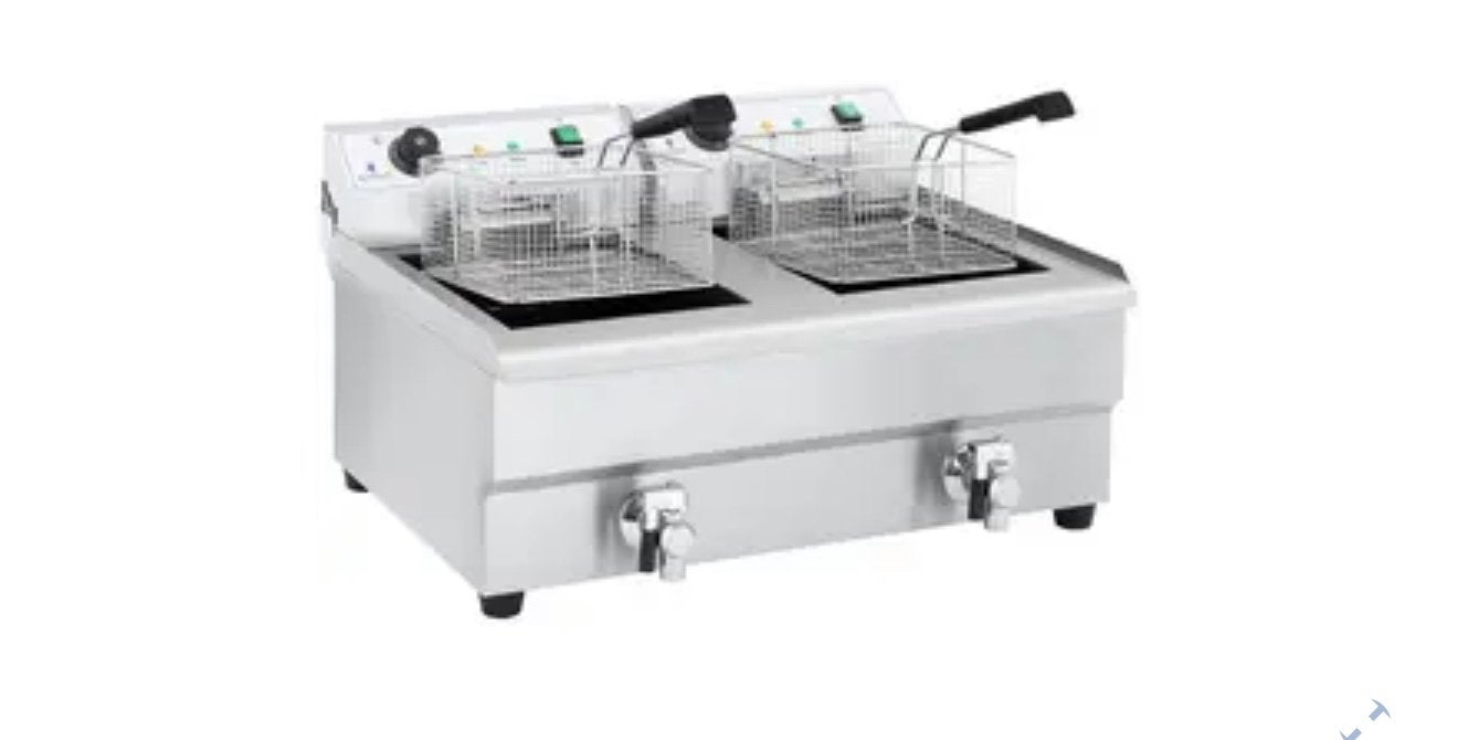 Dubbele elektrische friteuse - 2 x 16 liter met aftapkraan, Ophalen of Verzenden, Zo goed als nieuw