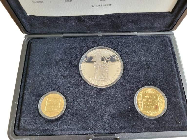 Nederland combinatieset gouden en zilveren dukaat 1992, Postzegels en Munten, Munten | Nederland, Setje, Koningin Beatrix, Zilver