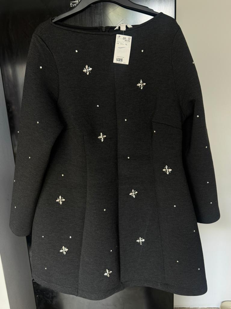 Nieuwe grijze H&M jurk maat XL met steentjes, Kleding | Dames, Jurken, Maat 46/48 (XL) of groter, Nieuw, Ophalen of Verzenden