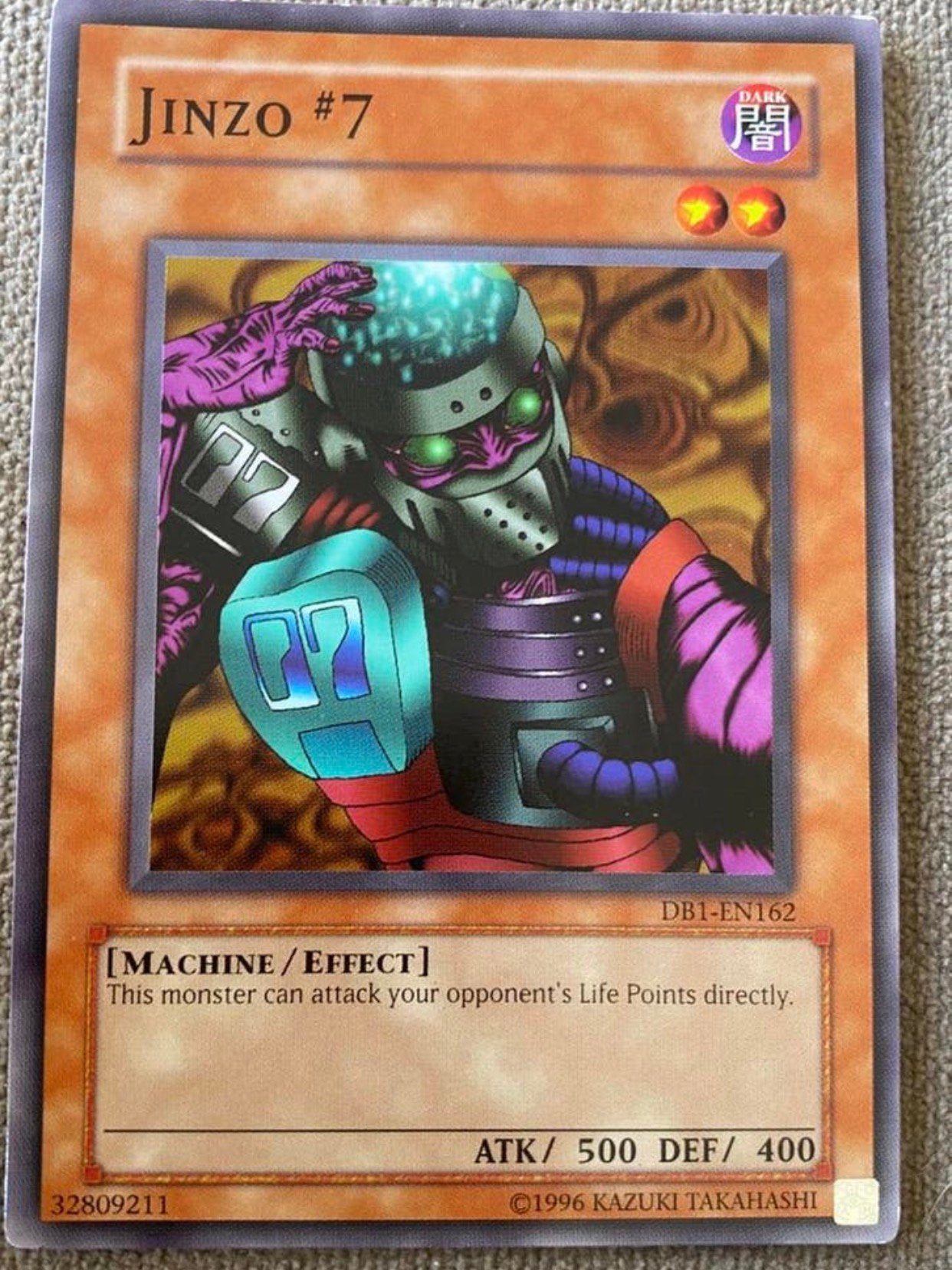 Yu-Gi-Oh! Jinzo “7 DB1 Dark Beginning Print !, Ophalen of Verzenden, Zo goed als nieuw, Losse kaart