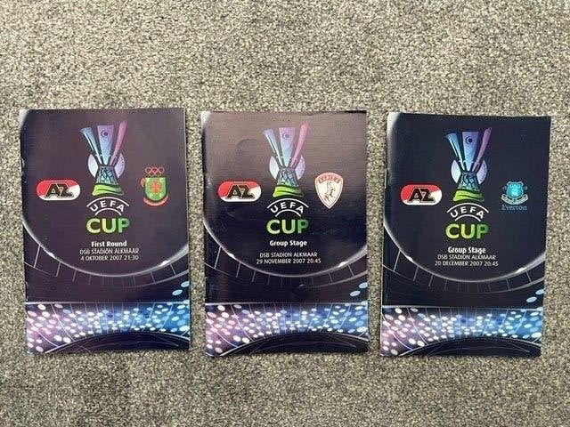 3x voetbal programma boekjes AZ Alkmaar 2007 - 2008 UEFA Cup, Verzamelen, Verzenden, Zo goed als nieuw, AZ, Boek of Tijdschrift