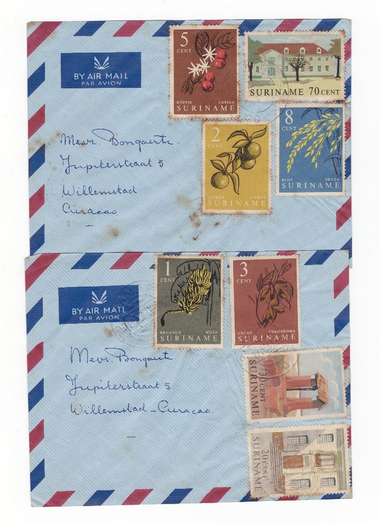 B25003 Suriname 4 luchtpostenveloppen, Ophalen of Verzenden, Envelop
