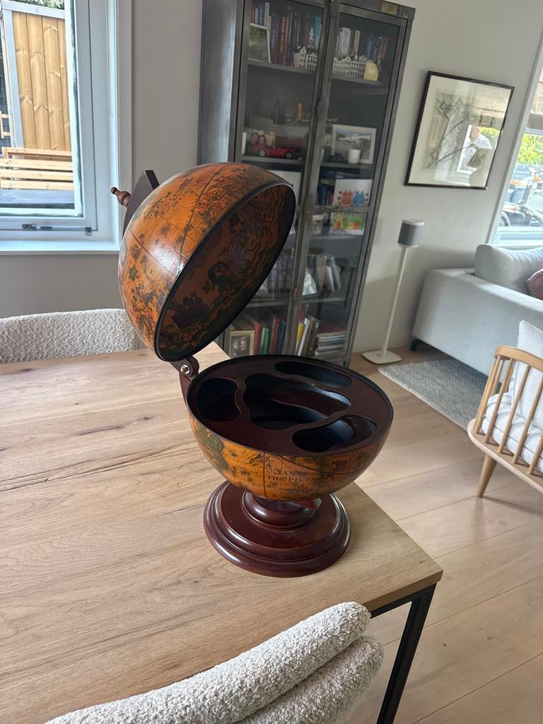 Vintage Wereldbol Bar - Decoratieve Drankkast, Gebruikt, Ophalen of Verzenden, Bruin, Vintage