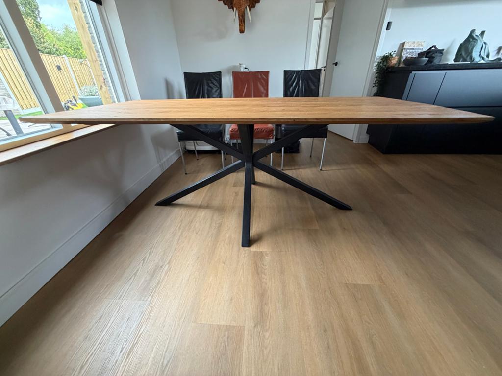 Pronto Romaro Teak Eettafel 200x95cm, Ophalen, Gebruikt, Teakhout, 50 tot 100 cm