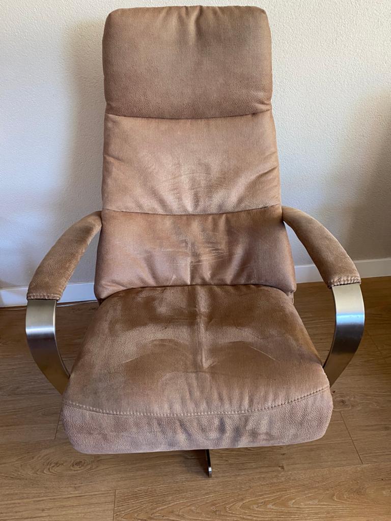 Relaxstoel Prominent, kleur Sand, stoffen, maat medium, Ophalen, Zo goed als nieuw, Minder dan 75 cm, 50 tot 75 cm