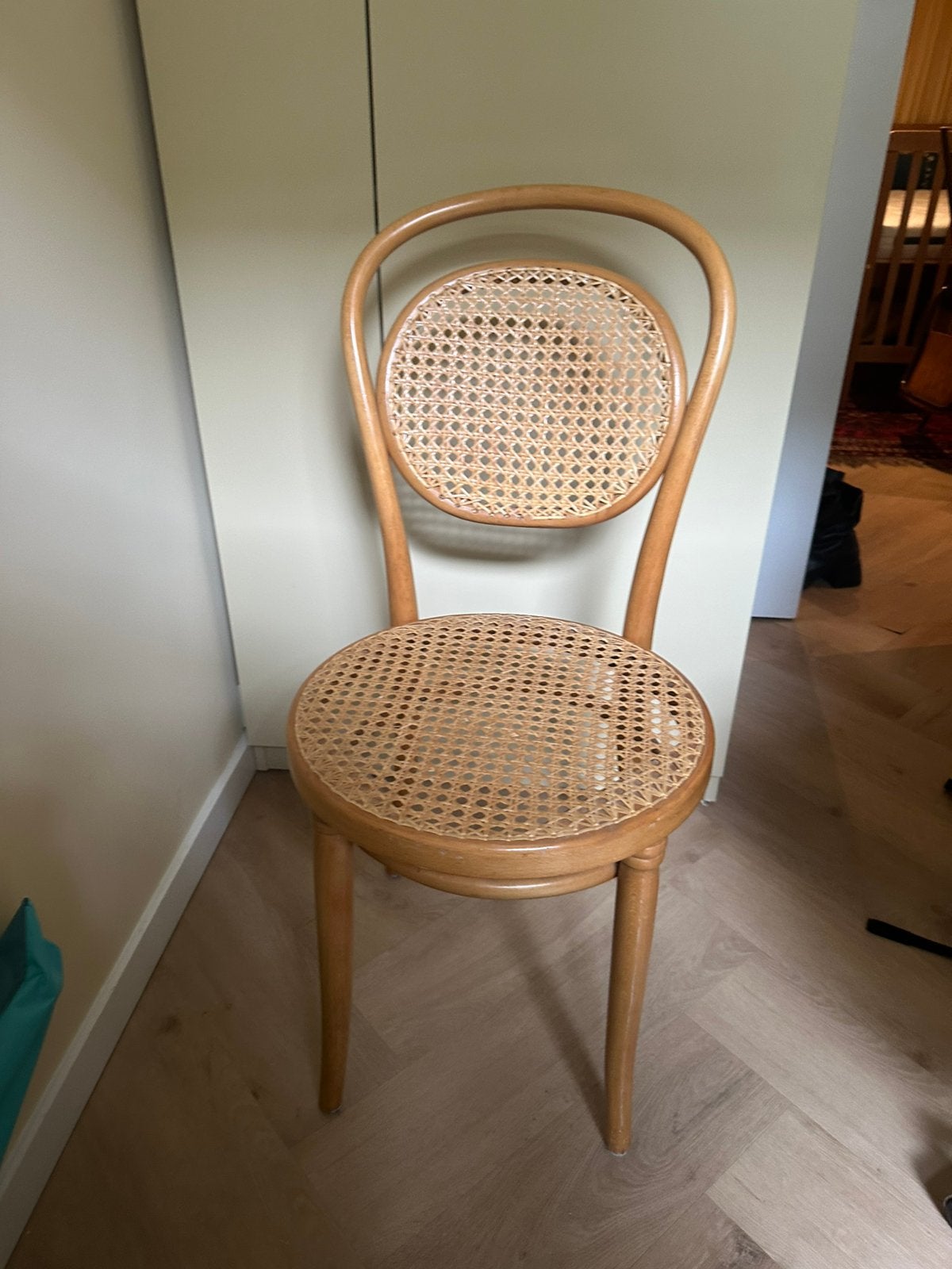 Thonet stoel webbing eiken, Huis en Inrichting, Stoelen, Gebruikt, Eén, Bruin, Ophalen