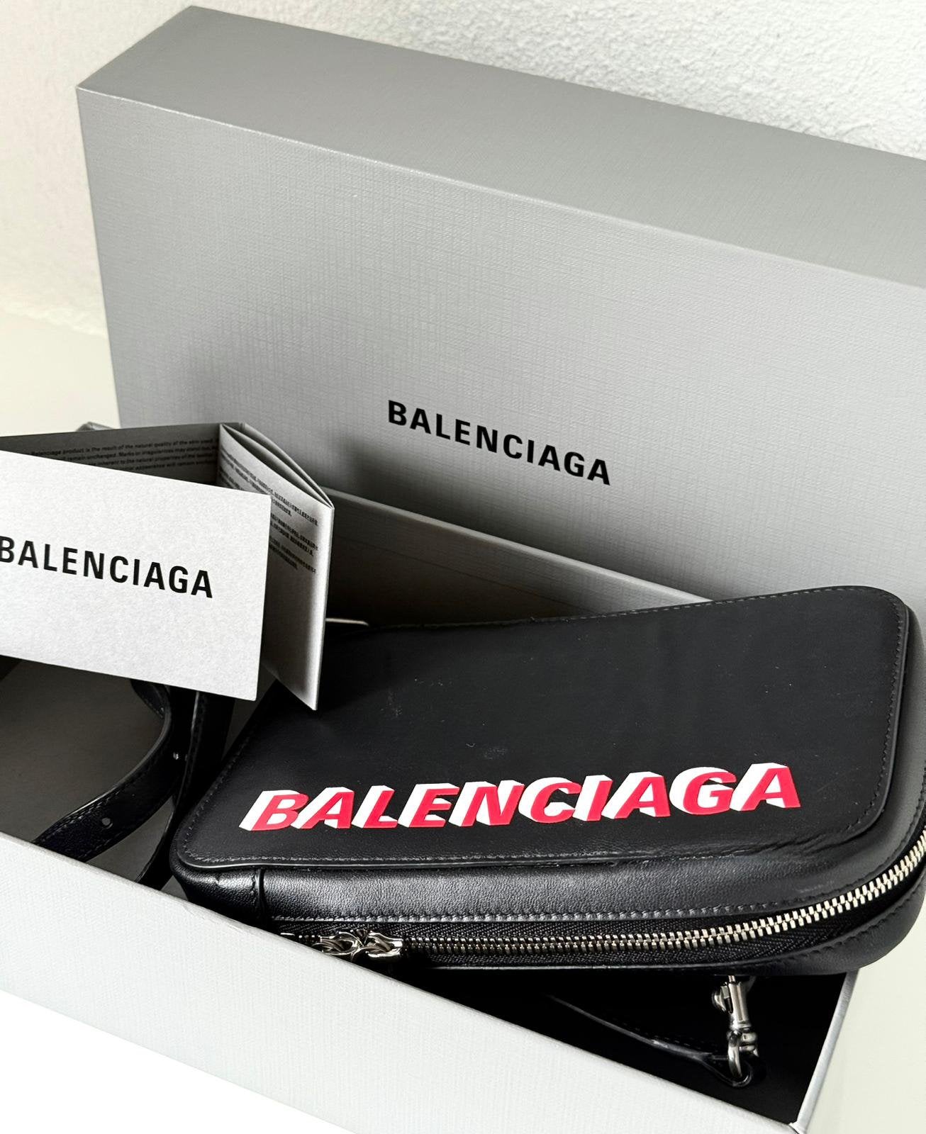 ORIGINEEL BALENCIAGA SIGNATURE KALFSLEER CROSSBODY TAS ZWART, Ophalen of Verzenden, Nieuw, Zwart, Schoudertasje