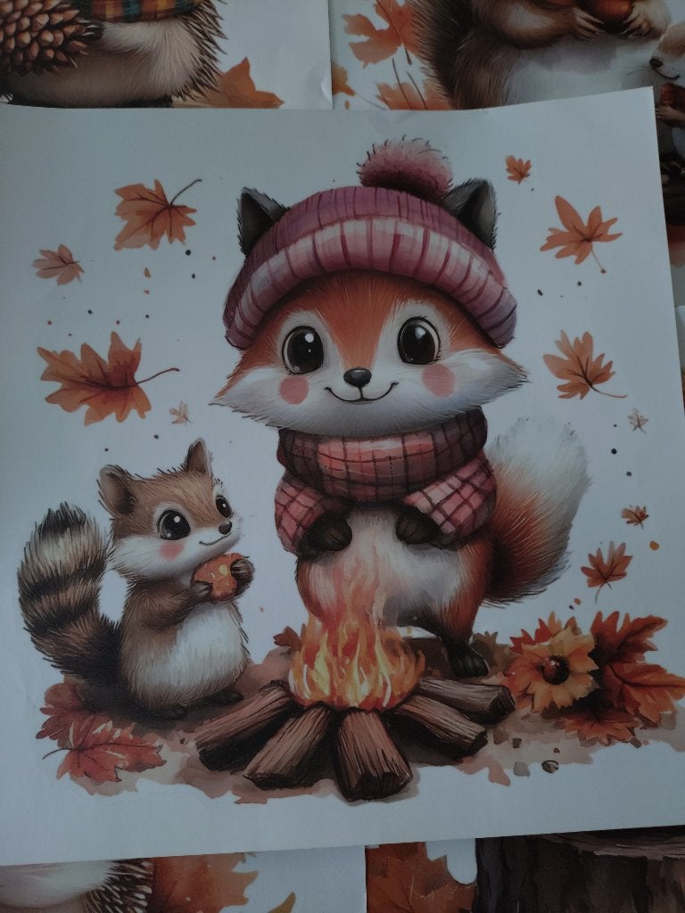 5 Raamstickers en muurstickers met herfstbosdieren, Meerkleurig, Nieuw, Ophalen of Verzenden, Overige typen