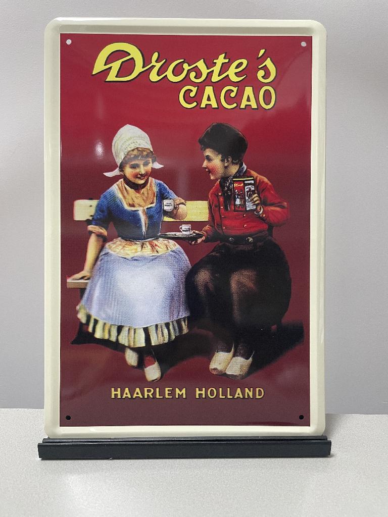 Droste’s cacao metalen reclamebord (Old Look), Verzamelen, Merken en Reclamevoorwerpen, Www.pand50.nl, Reclamebord, Nieuw, Ophalen of Verzenden