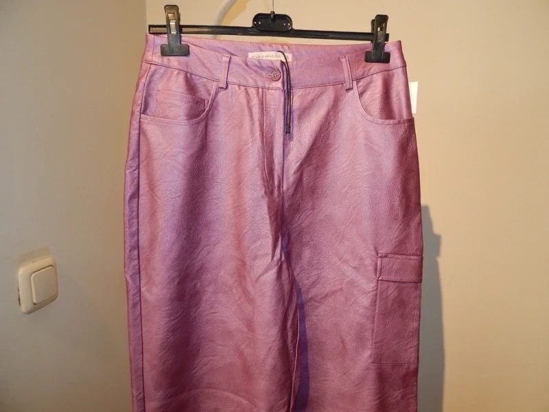 Studio Anneloes leder look broek paars wijde pijp Nieuw XS/S, Studio Anneloes, Verzenden, Paars, Nieuw