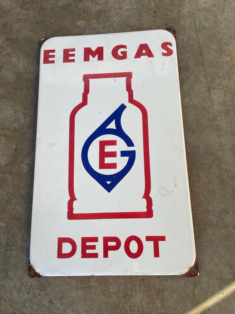Vintage Eemgas Depot Emaille Reclamebord, Ophalen