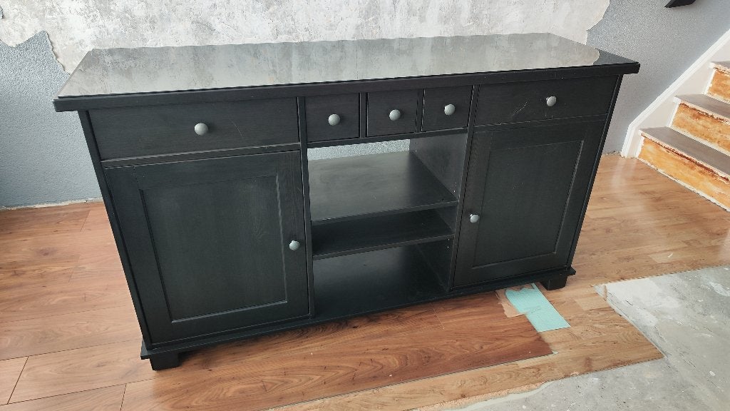Ikea Hemnes dressoir zwart, Ophalen, Gebruikt, 150 tot 200 cm, Met lade(s)