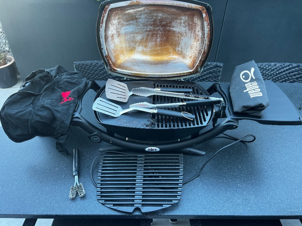 complete Weber Q2400 elektrische BBQ met accessoires, Tuin en Terras, Elektrische barbecues, Ophalen, Gebruikt, Weber