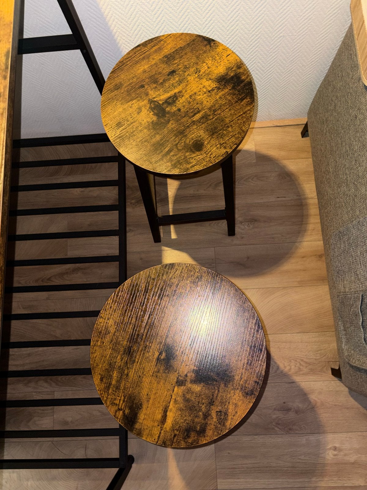 Bartafel met 2 krukken - Industrieel design, Ophalen, Met voetsteun, Zo goed als nieuw, 90 cm of meer